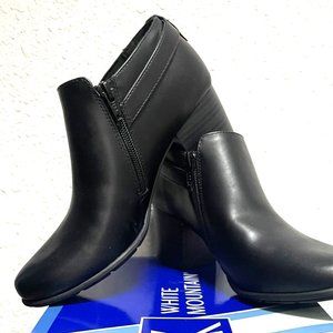 (SOLD) White Mountain Women's Black Block heel, bootie style 7.5 NIB